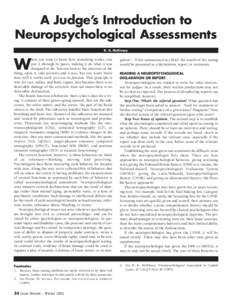 A Judge’s Introduction to Neuropsychological Assessments R. K. McKinzey W