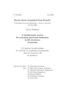 N◦ Year 2003 Doctor thesis (translated from French) ´ Claude Bernard - Lyon 1, France