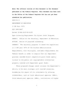 Note: The official version of this document is the document published in the Federal Register. This document has been sent to the Office of the Federal Register but has not yet been scheduled for publicationU