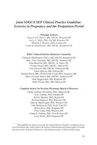 Exercise in Pregnancy  • 329 Joint SOGC/CSEP Clinical Practice Guideline: Exercise in Pregnancy and the Postpartum Period
