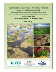 PREDICTING ECOLOGICAL CHANGES IN THE FLORIDA EVERGLADES UNDER A FUTURE CLIMATE SCENARIO SPONSORED BY UNITED STATES GEOLOGICAL SURVEY, FLORIDA SEA GRANT AND THE CENTER FOR ENVIRONMENTAL STUDIES AT FLORIDA ATLANTIC UNIVERS