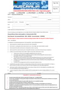 Rego. Date  Rego. No. COACH REGISTRATION FORM-PAGE 1 OF 2 (sign both pages) Cheque