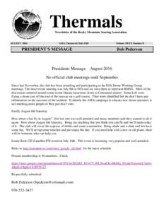 Thermals Newsletter of the Rocky Mountain Soaring Association AUGUSTAMA Chartered Club 1245