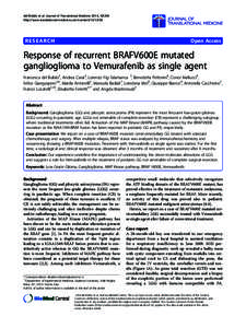 Response of recurrent BRAFV600E mutated ganglioglioma to Vemurafenib as single agent