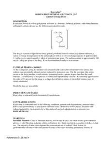 Kayexalate (sodium polystyrene sulfonate) powder label