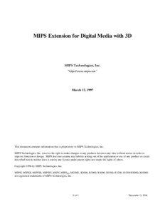 MIPS Extension for Digital Media with 3D  MIPS Technologies, Inc.