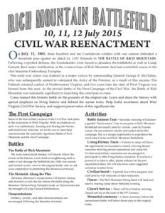 10, 11, 12 JulyCIVIL WAR REENACTMENT O