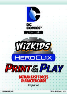 BATMAN FAST FORCES CHARACTER CARDS Original Text ©2012 WizKids/NECA LLC.  TM & © 2012 DC Comics