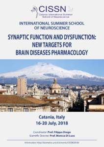 CISSN Catania International Summer School of Neuroscience INTERNATIONAL SUMMER SCHOOL OF NEUROSCIENCE