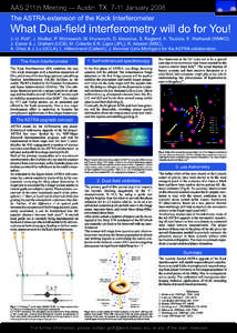 AAS 211th Meeting — Austin, TX, 7-11 January 2008 The ASTRA-extension of the Keck Interferometer What Dual-field interferometry will do for You! J.-U. Pott*, J. Woillez, P. Wizinowich, M. Hrynevych, D. Medeiros, S. Rag