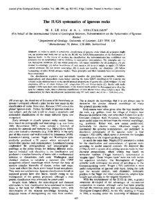Journal of the Geological Society, London, Vol. 148, 1991, pp[removed], 8 figs, 2 tables. Printed in Northern Ireland  The IUGS systematics of igneous rocks