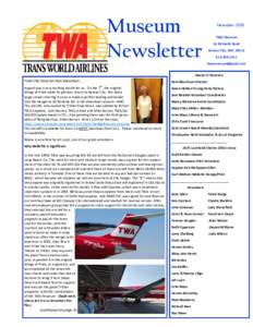 Museum Newsletter November 2015 TWA Museum 10 Richards Road