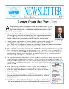 1st Quarter 1999 • WAPOR Newsletter • Page 1  NEWSLETTER Second Quarter  2001