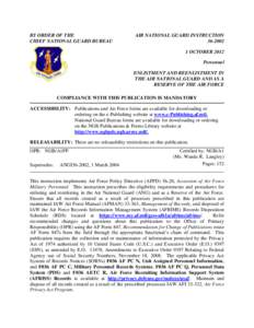 BY ORDER OF THE CHIEF NATIONAL GUARD BUREAU AIR NATIONAL GUARD INSTRUCTION[removed]OCTOBER 2012