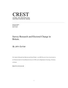 CREST CENTRE FOR RESEARCH INTO ELECTIONS AND SOCIAL TRENDS Working Paper Number 96
