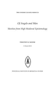Of Angels and Men: Sketches from High Medieval Epistemology