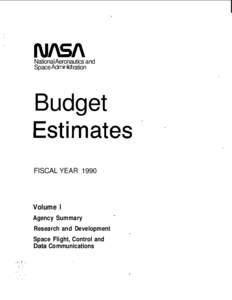 National Aeronautics and Space Administration I Budget tstimates