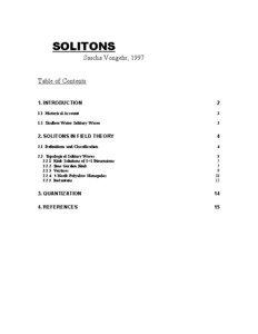 SOLITONS Sascha Vongehr, 1997 Table of Contents