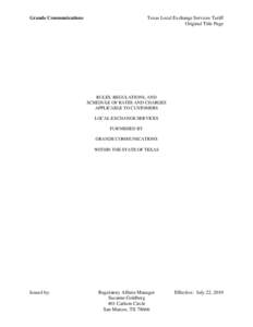 Grande Communications  Texas Local Exchange Services Tariff Original Title Page  RULES, REGULATIONS, AND