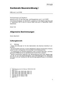 Kantonale Bauverordnung1) KRB vom 3. Juli 1978 Der Kantonsrat von Solothurn 2