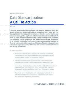 Regulatory Policy Insights  Data Standardization A Call To Action May 2018