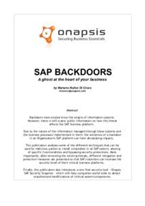 SAP BACKDOORS A ghost at the heart of your business by Mariano Nuñez Di Croce   Abstract
