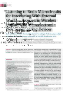 INVITED PAPER Listening to Brain Microcircuits for Interfacing With External WorldVProgress in Wireless