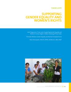 Timor-Leste  Supporting Gender Equality and Women’s Rights Joint Programme: Timor-Leste: Supporting Gender Equality and