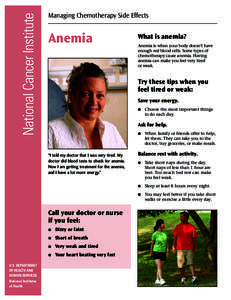 National Cancer Institute  Managing Chemotherapy Side Effects Anemia