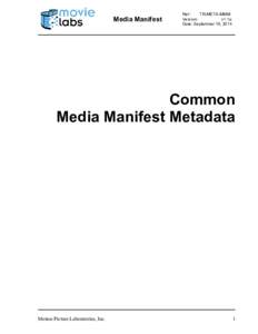 Common Extras Manifest Metadata