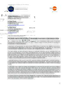 AfricaSI_SinCo+RisCura_PressRelease_20110724_FINAL.docx  Sustainable Investment Consulting MEDIA RELEASE: JulyIMMEDIATE UPDATE 3 - corrected name of Ismail Momonia.