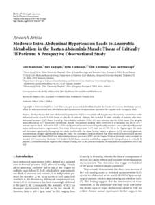 Moderate Intra-Abdominal Hypertension Leads to Anaerobic Metabolism in the Rectus Abdominis Muscle Tissue of Critically Ill Patients: A Prospective Observational Study