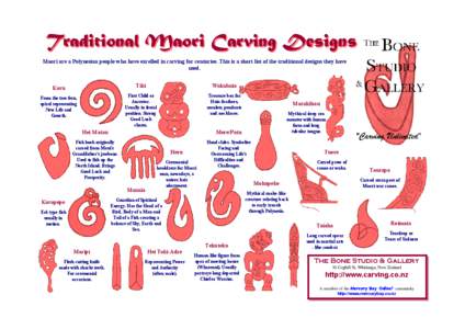 Traditional Maori Carving Designs Maori are a Polynesian people who have excelled in carving for centuries. This is a short list of the traditional designs they have used. Koru  Tiki