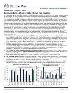 Fannie Mae ESR Economic and Housing Weekly Note -- August 5, 2016