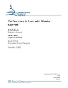 Tax Provisions to Assist with Disaster Recovery