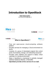 Introduction to OpenStack Nabil Abdennadher  • 1