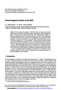 EPJ Web of Conferences 9 5, DOI: epjconf 2  C Owned by the authors, published by EDP Sciences, 2015  Electromagnetic probes of the QGP