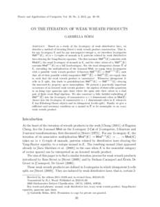 Theory and Applications of Categories, Vol. 26, No. 2, 2012, pp. 30–59.  ON THE ITERATION OF WEAK WREATH PRODUCTS ¨ GABRIELLA BOHM Abstract. Based on a study of the 2-category of weak distributive laws, we