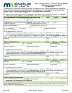 Minnesota Registration & Certification System (MR&C) Physician and Designated Staff User Agreement