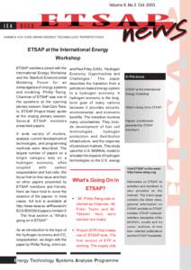 Volume 8, No.3 OctANNEX VIII EXPLORING ENERGY TECHNOLOGY PERSPECTIVES ETSAP at the International Energy Workshop