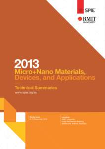 Micro+Nano Materials, Devices, and Applications Technical Summaries www.spie.org/au  Conference