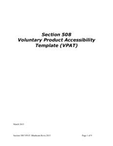 Section 508 Voluntary Product Accessibility Template (VPAT) March 2015