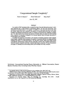 Computational Sample Complexity y Scott E. Decatur  z