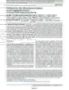 Please cite this article in press as: Carpenter et al., Pulling out the 1%: Whole-Genome Capture for the Targeted Enrichment of Ancient DNA Sequencing Libraries, The American Journal of Human Genetics (2013), http://dx.d