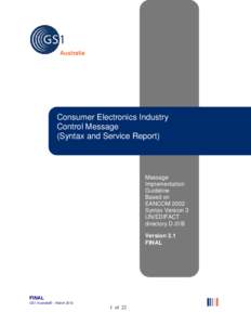 Australia  Consumer Electronics Industry Control Message (Syntax and Service Report) FINA