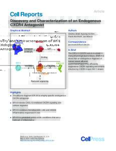 Article  Discovery and Characterization of an Endogenous CXCR4 Antagonist Graphical Abstract