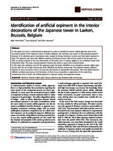 Identification of artificial orpiment in the interior decorations of the Japanese tower in Laeken, Brussels, Belgium