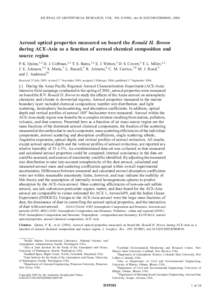 JOURNAL OF GEOPHYSICAL RESEARCH, VOL. 109, D19S01, doi:2003JD004010, 2004  Aerosol optical properties measured on board the Ronald H. Brown during ACE-Asia as a function of aerosol chemical composition and source