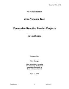 An Assessment of Zero Valence Iron Permeable Reactive Barrier Projects in California