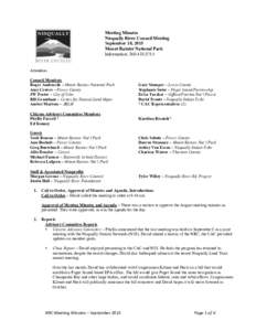 Meeting Minutes Nisqually River Council Meeting September 18, 2015 Mount Rainier National Park Information: 